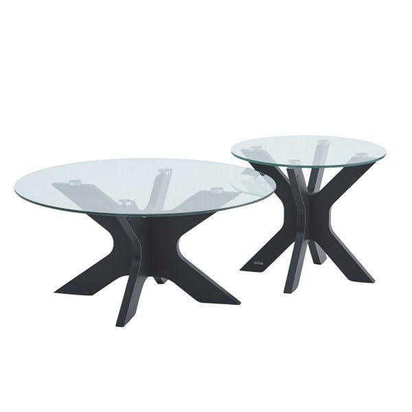 Lot de 2 Tables d'Appoint Cleo Plateau Verre | Ukukhome